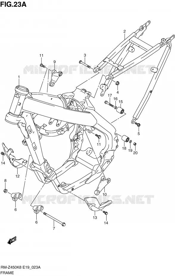 CADRE (RM-Z450L0) Suzuki MOTO 450 RM-Z 2011  RM-Z450L1(E19)
