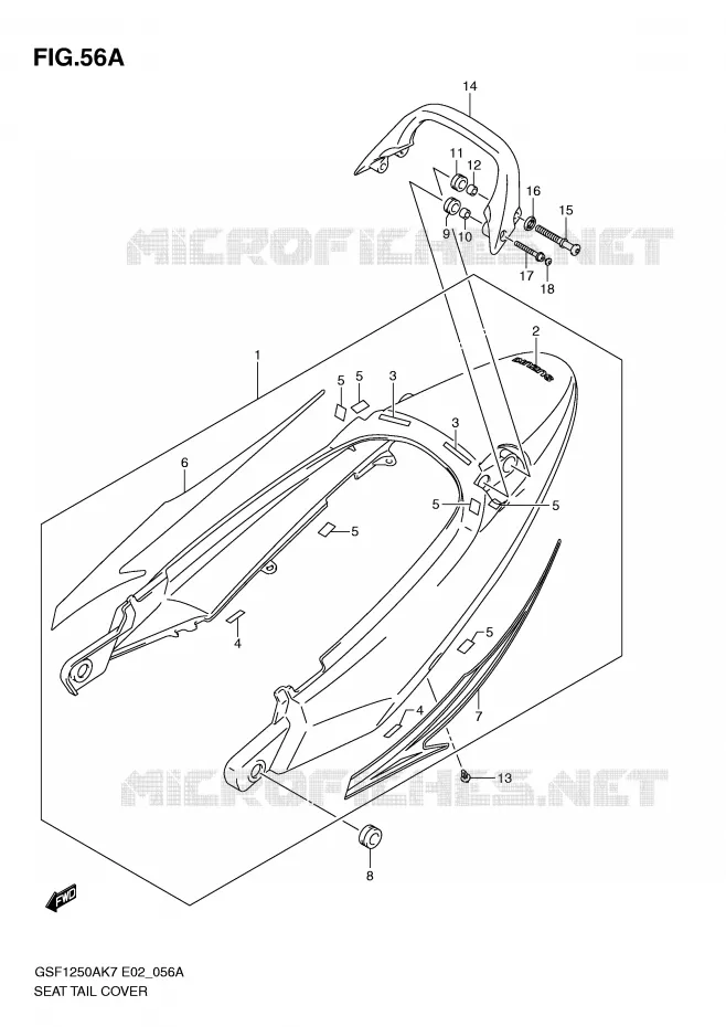 CARENAGE ARRIERE - CAPOT DE SELLE (GSF1250SAZK9) Suzuki MOTO 1250 BANDIT-S 2009  GSF1250SK9(E2)