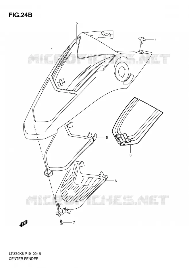 CARENAGE CENTRAL (MODEL L0) Suzuki QUAD 50 QUADSPORT 2010  LT-Z50K9(P19)