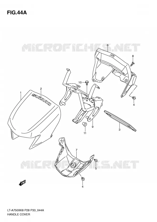 CARENAGE DE GUIDON (MODEL L0) Suzuki QUAD 750 KINGQUAD 2010  LT-A750XL0(P28/P33)