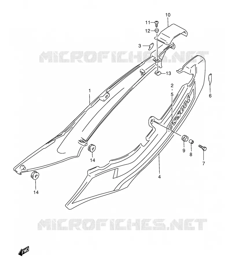 CARENAGES ARRIERE  (MODELE X) Suzuki MOTO 500 GS-E 2000  GS500EY(E2)