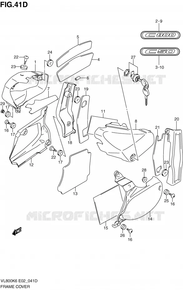 CARENAGES (MODEL L0) Suzuki MOTO 800 VOLUSIA 2008  VL800UEK8(E2)