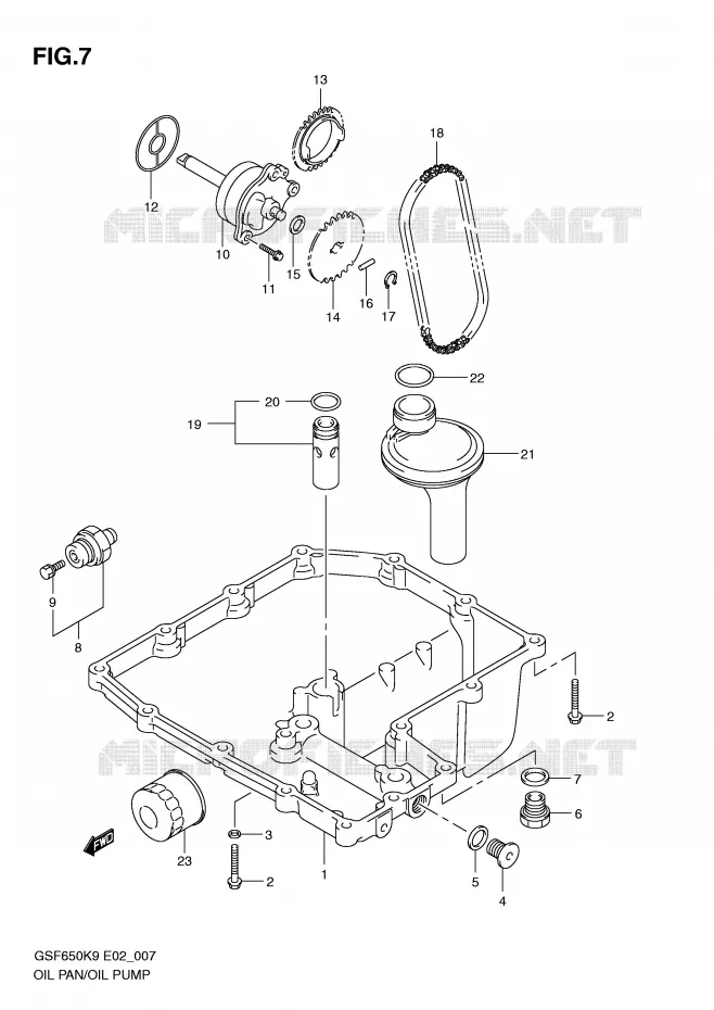 CARTER INFERIEUR - POMPE A HUILE Suzuki MOTO 650 BANDIT 2009  GSF650UAK9(E2)