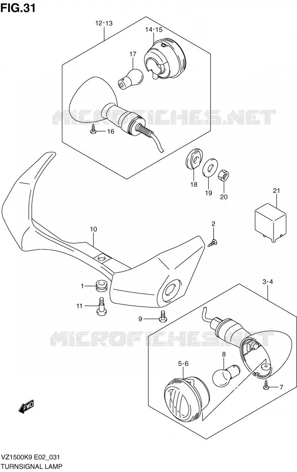 CLIGNOTANTS Suzuki MOTO 1500 BOULEVARD-M91 2010  VZ1500L0(E2)