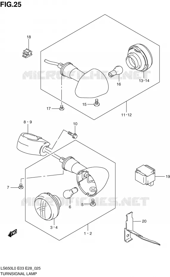 CLIGNOTANTS Suzuki MOTO 650 BOULEVARD 2010  LS650L0(E3/E28)