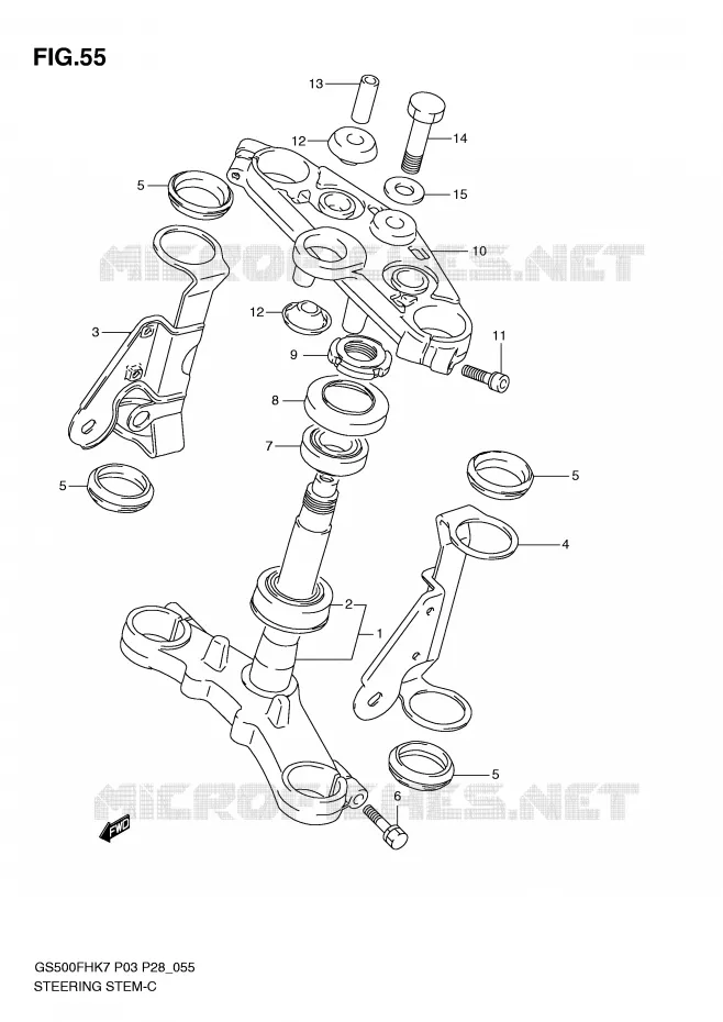 COLONNE DE DIRECTION (GS500H) Suzuki MOTO 500 GS-F 2008  GS500FHK8(P3)