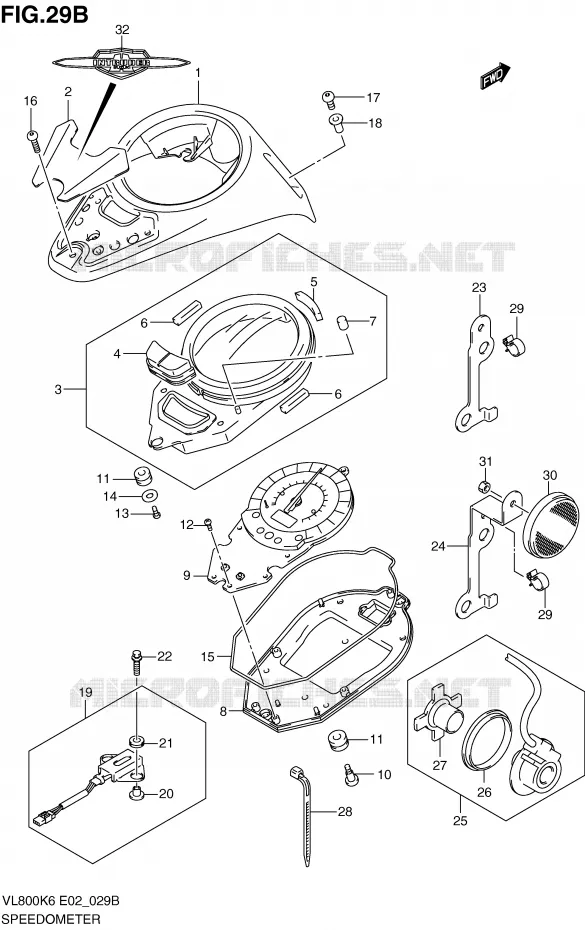 COMPTEUR (VL800CK7/CK8/CUEK8) Suzuki MOTO 800 VOLUSIA 2007  VL800UEK7(E2)