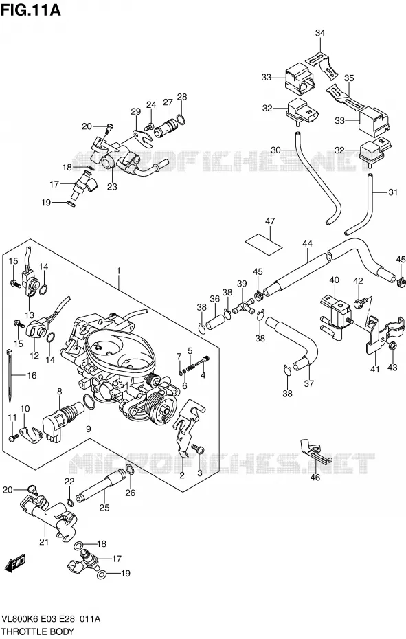 CORPS DE PAPILLON (MODEL K9/L0) Suzuki MOTO 800 VOLUSIA 2007  VL800CK7(E3/E28)