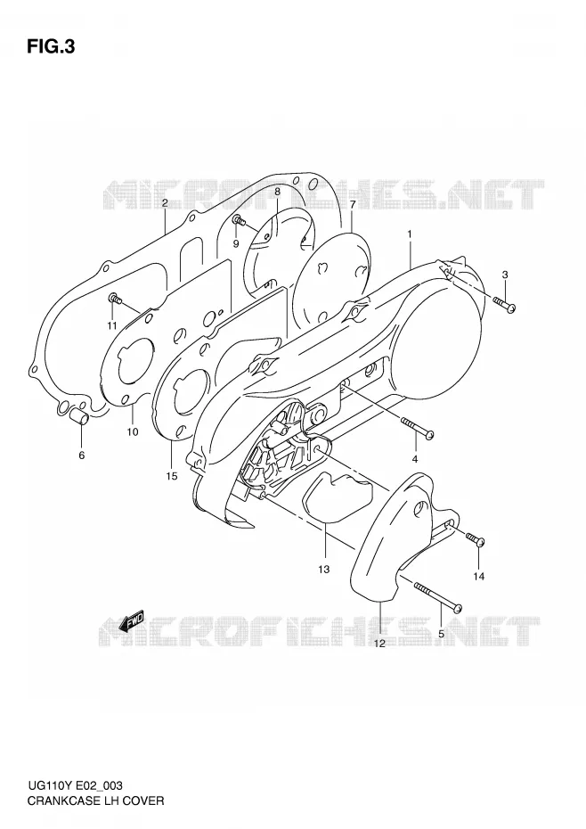 COUVERCLE DE CARTER GAUCHE Suzuki SCOOTER 110 UG 2001  UG110K1(E2)