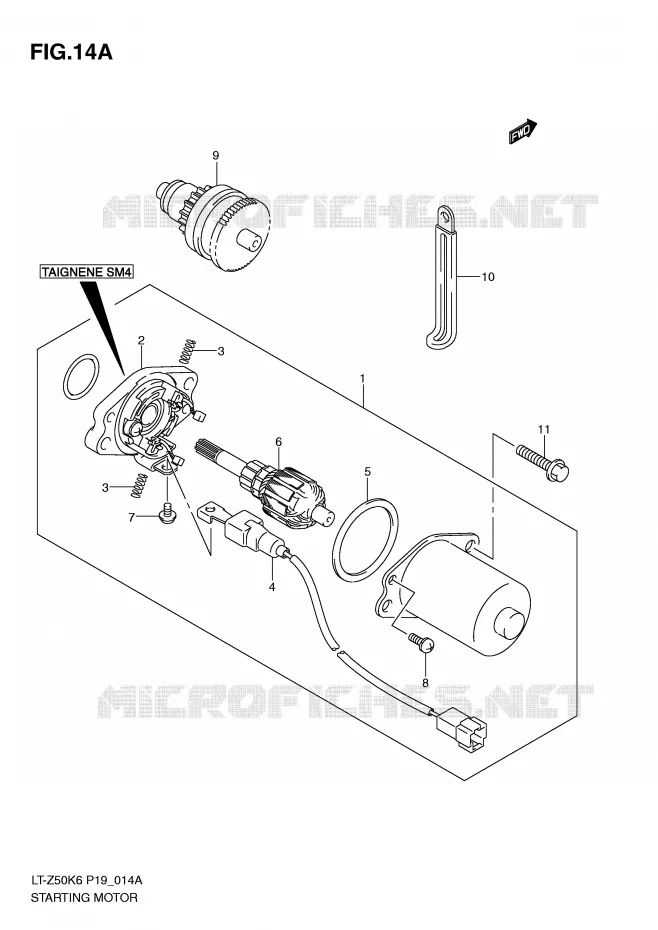 DEMARREUR (MODEL K8/K9/L0) Suzuki QUAD 50 QUADSPORT 2008  LT-Z50K8(P19)