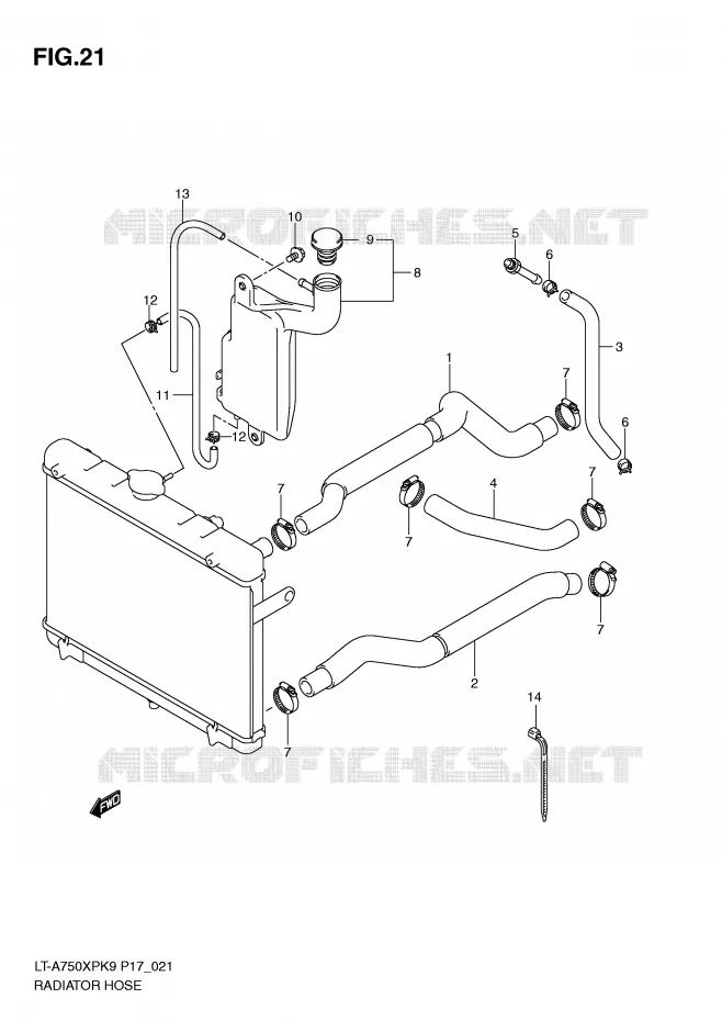 DURITE DE RADIATEUR Suzuki QUAD 750 KINGQUAD 2009  LT-A750XPK9(P17)