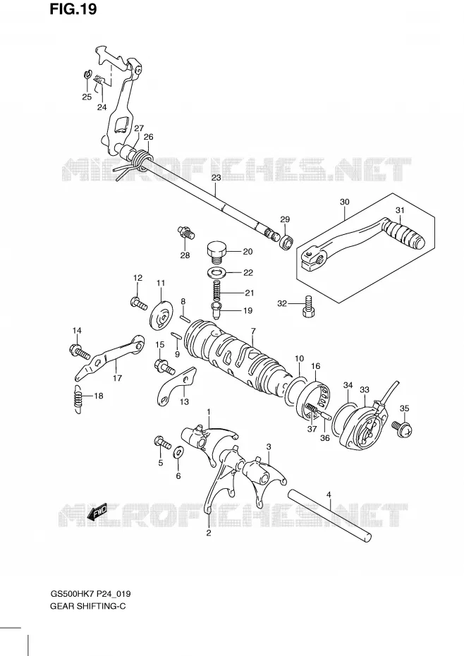 ENSEMBLE DE SELECTION DE VITESSES Suzuki MOTO 500 GS-F 2010  GS500FHL0(P24)