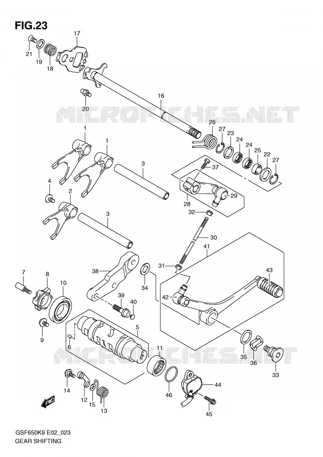 ENSEMBLE DE SELECTION DE VITESSES Suzuki MOTO 650 BANDIT 2010  GSF650AL0(E2)