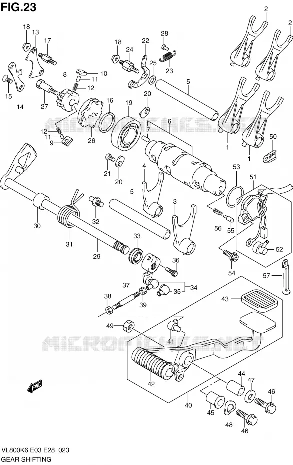 ENSEMBLE DE SELECTION DE VITESSES Suzuki MOTO 800 VOLUSIA 2007  VL800CK7(E3/E28)