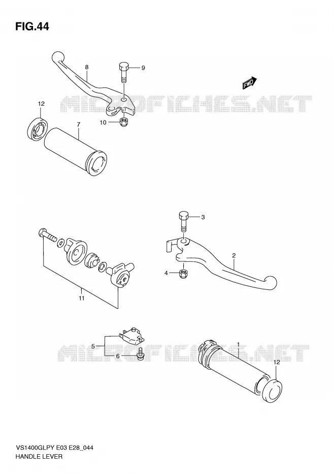 ENSEMBLE LEVIERS - POIGNEES Suzuki MOTO 1400 INTRUDER 2000  VS1400GLPY(E3/E28)
