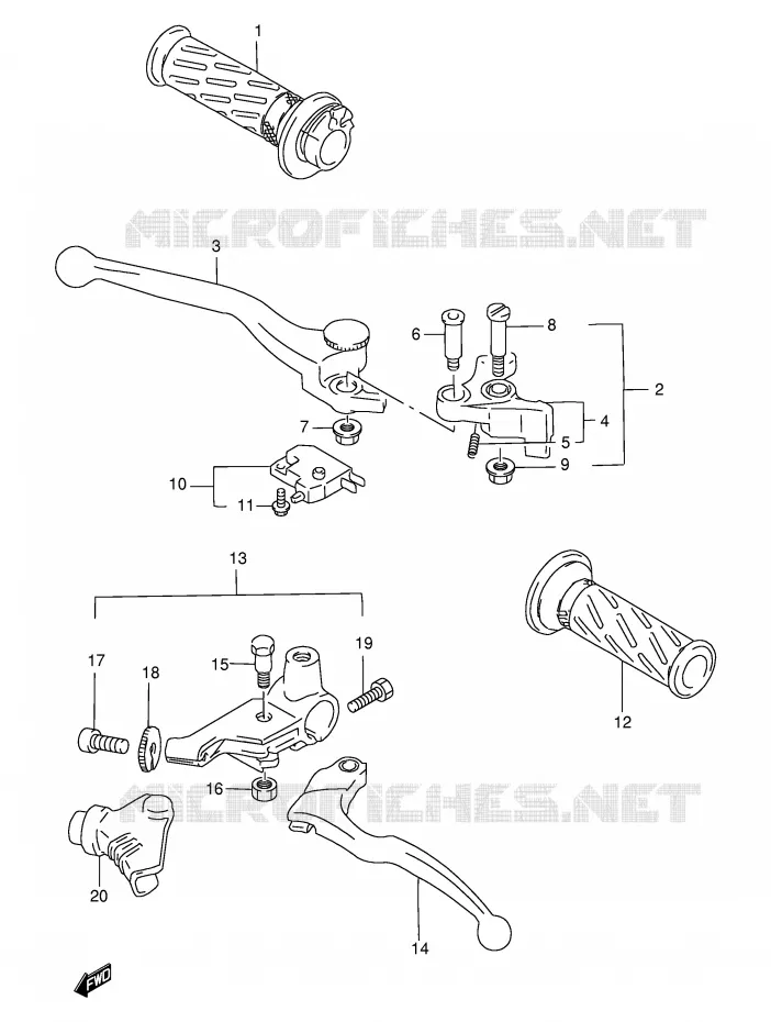 ENSEMBLE LEVIERS - POIGNEES Suzuki MOTO 500 GS-E 2000  GS500EY(E2)