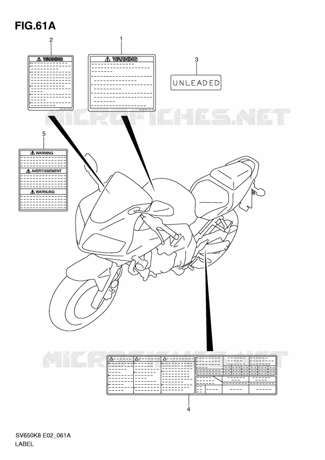 ETIQUETTE (MODEL L0) Suzuki MOTO 650 SV 2009  SV650SUK9(E2)