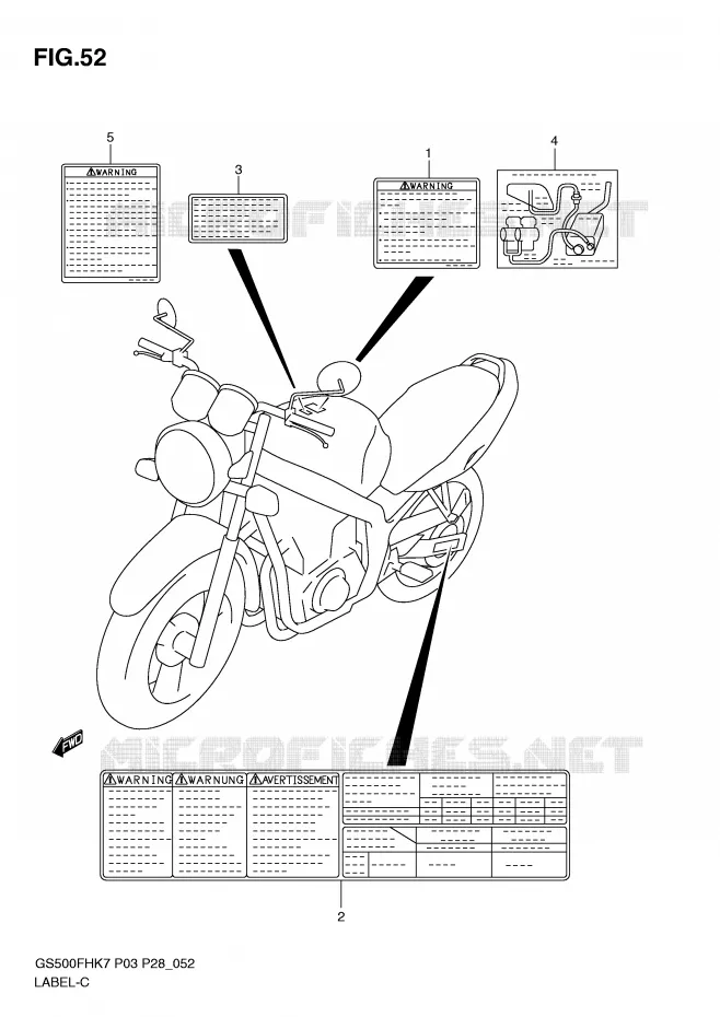 ETIQUETTE Suzuki MOTO 500 GS-F 2007  GS500FHK7(P3)