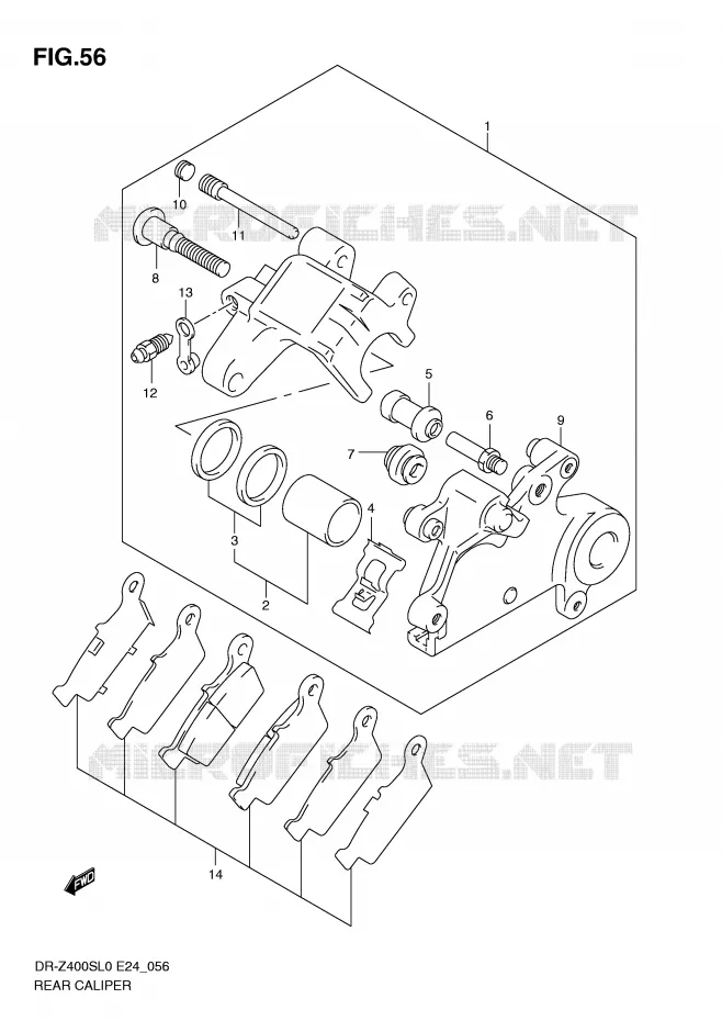 ETRIER DE FREIN ARRIERE Suzuki MOTO 400 DR-Z 2010  DR-Z400SL0(E24)