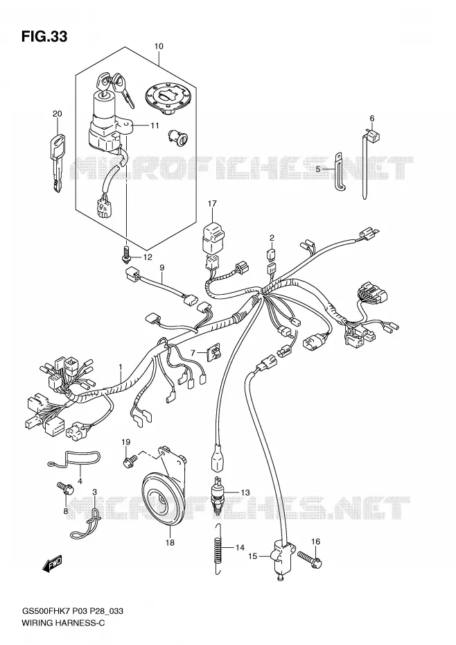 FAISCEAU ELECTRIQUE (GS500H P28, P95) Suzuki MOTO 500 GS-F 2010  GS500FHL0(P3)