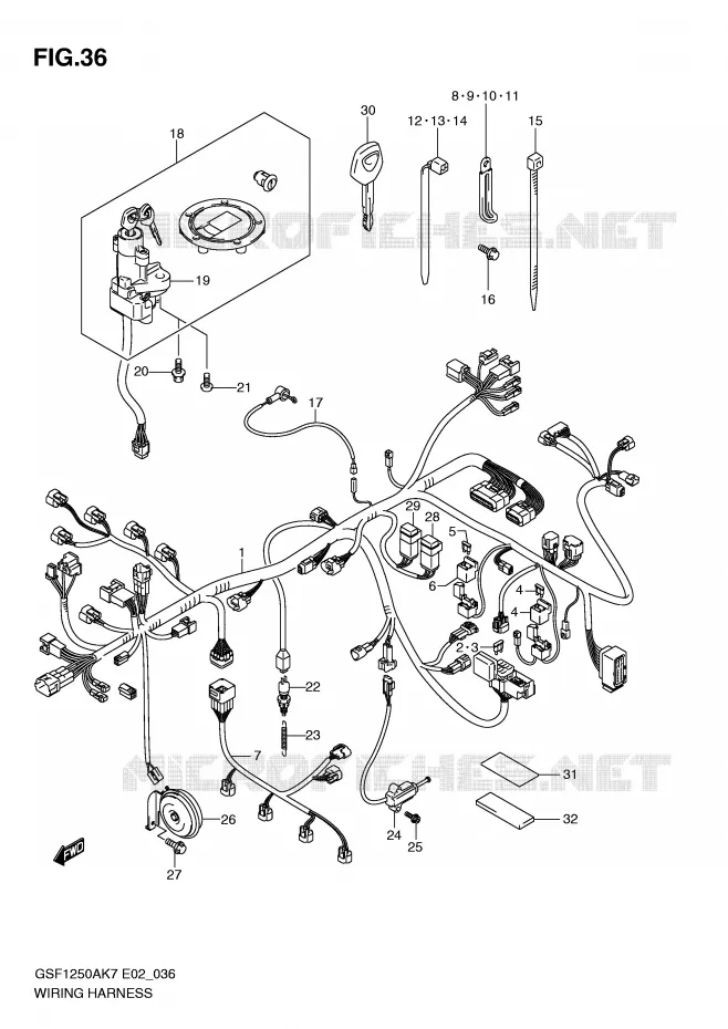 FAISCEAU ELECTRIQUE (GSF1250AK7/AK8/AK9) Suzuki MOTO 1250 BANDIT-S 2007  GSF1250SAK7(E2)