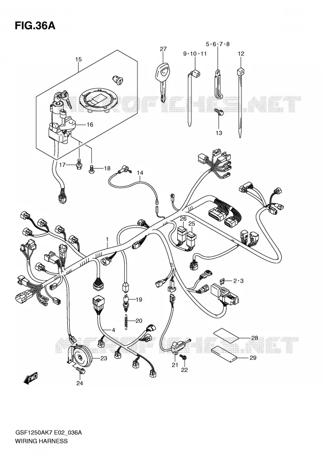 FAISCEAU ELECTRIQUE (GSF1250K7/K8/K9) Suzuki MOTO 1250 BANDIT-N 2007  GSF1250K7(E2)