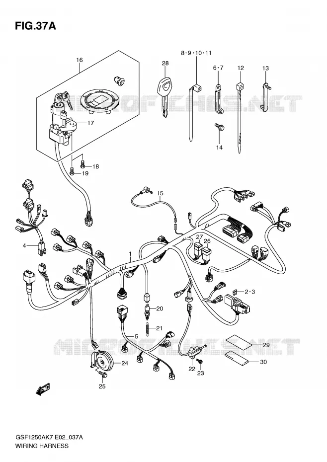 FAISCEAU ELECTRIQUE (GSF1250SK7/SK8/SK9/SL0) Suzuki MOTO 1250 BANDIT-S 2008  GSF1250SK8(E2)