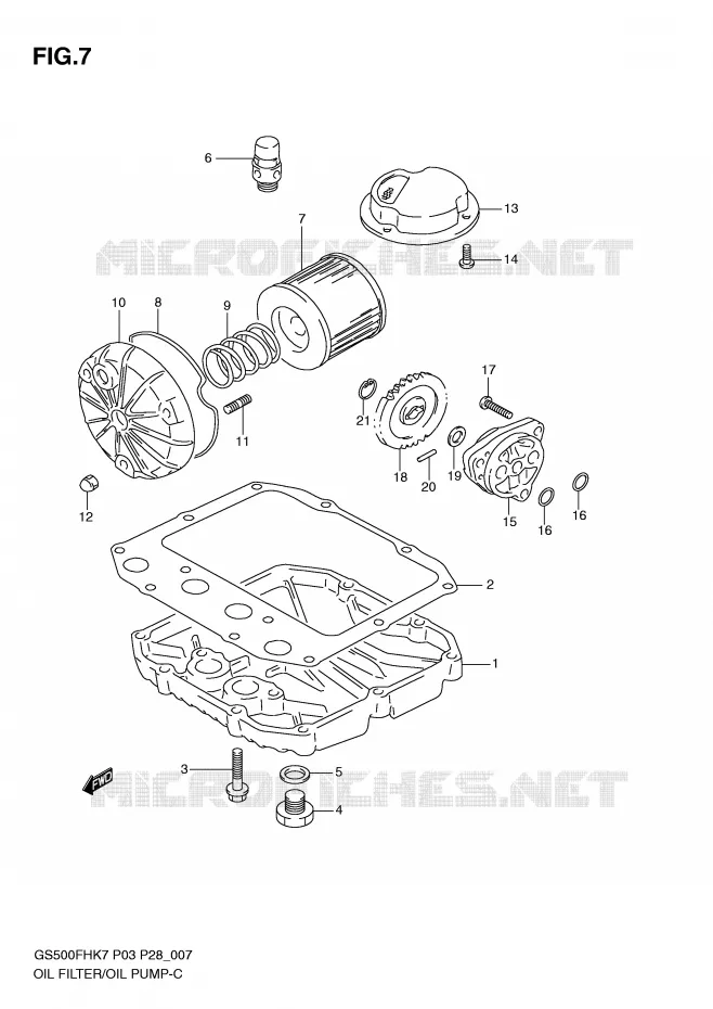 FILTRE A HUILE - POMPE A HUILE Suzuki MOTO 500 GS-E 2007  GS500HK7(P3)