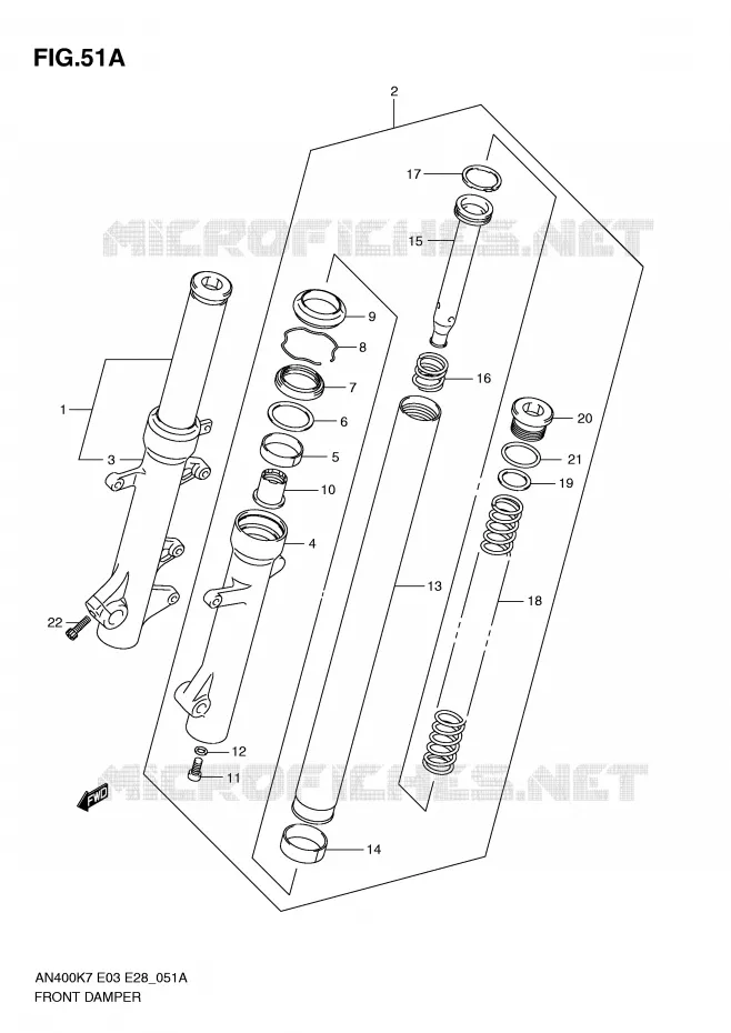 FOURCHE (AN400AK9/AL0/ZAL0) Suzuki SCOOTER 400 BURGMAN 2010  AN400AL0(E3/E28)