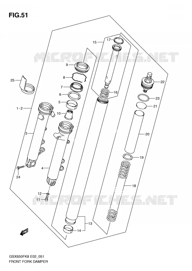 FOURCHE Suzuki MOTO 650 GSX-F 2008  GSX650FUK8(E2)
