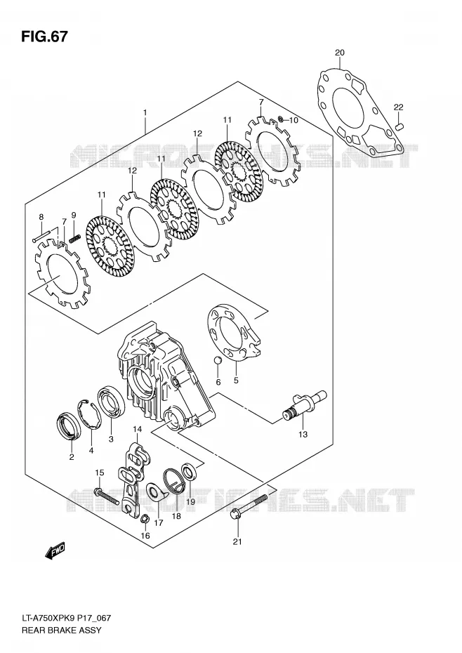 FREIN ARRIERE Suzuki QUAD 750 KINGQUAD 2009  LT-A750XPK9(P17)