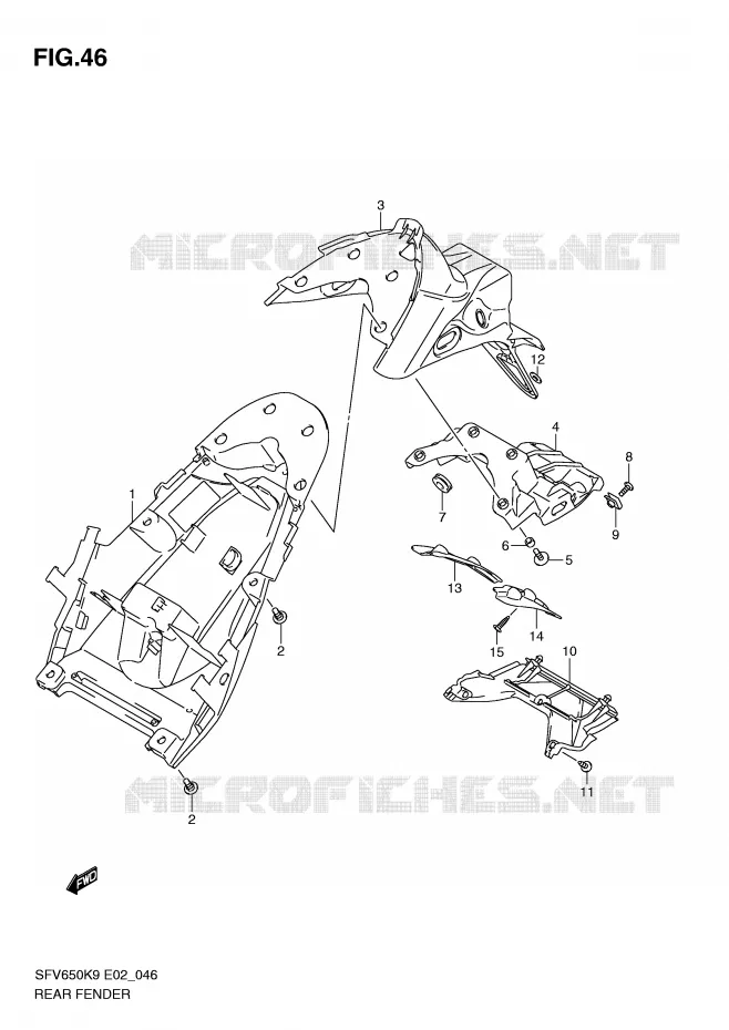 GARDE BOUE ARRIERE Suzuki MOTO 650 GLADIUS 2009  SFV650UAK9(E2)