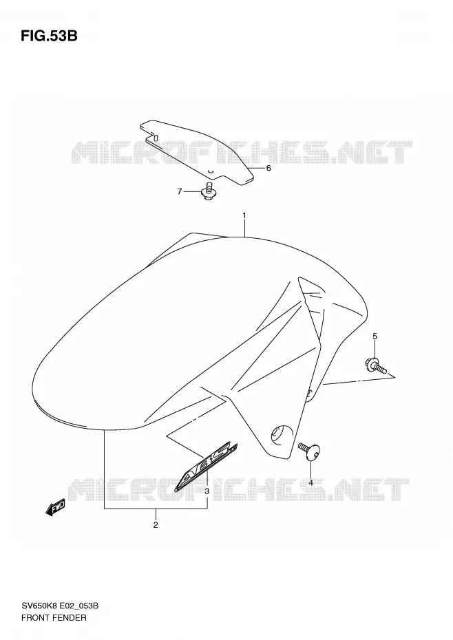 GARDE BOUE AVANT (MODEL L0) Suzuki MOTO 650 SV 2009  SV650SUK9(E2)