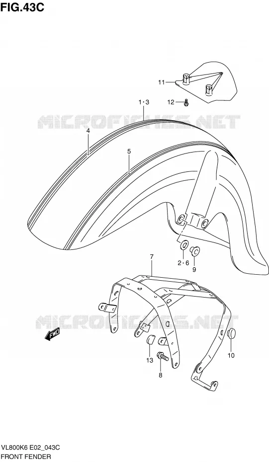 GARDE BOUE AVANT (MODEL L0) Suzuki MOTO 800 VOLUSIA 2007  VL800K7(E2)