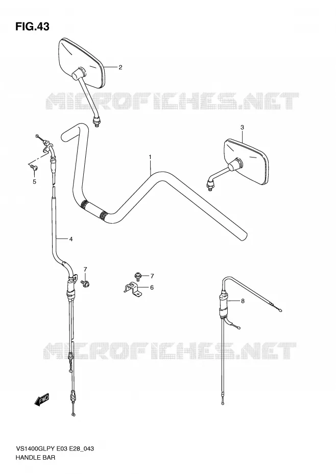 GUIDON (MODELE T/V/W/X) Suzuki MOTO 1400 INTRUDER 1998  VS1400GLPW(E3/E28)