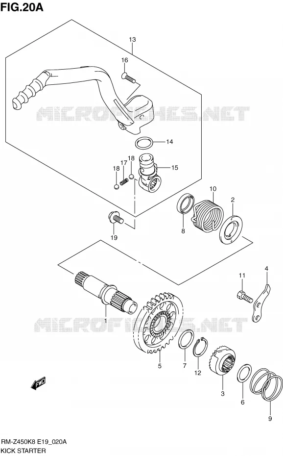 KICK (RM-Z450L0/L1) Suzuki MOTO 450 RM-Z 2011  RM-Z450L1(E19)