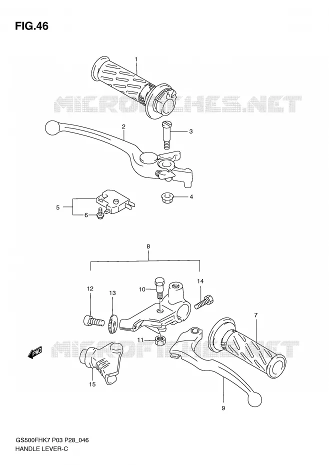 LEVIERS - POIGNEES (MODEL K7/K8/K9) Suzuki MOTO 500 GS-F 2007  GS500FHK7(P3)