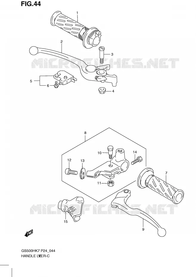 LEVIERS - POIGNEES (MODEL K7/K8/K9) Suzuki MOTO 500 GS-F 2009  GS500FHK9(P24)