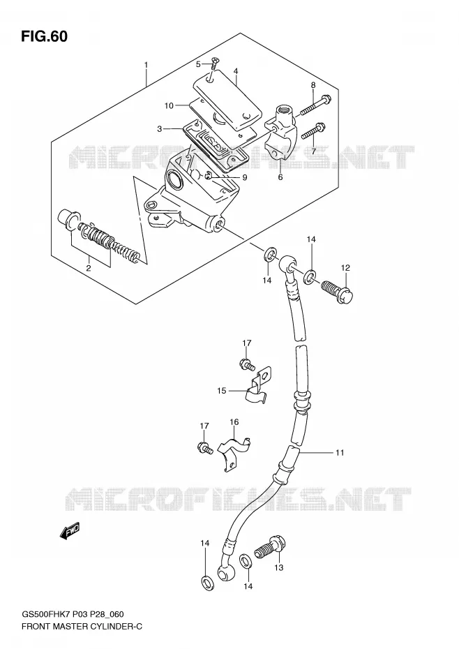 MAITRE CYLINDRE AVANT (GS500FH) Suzuki MOTO 500 GS-E 2009  GS500HK9(P3)