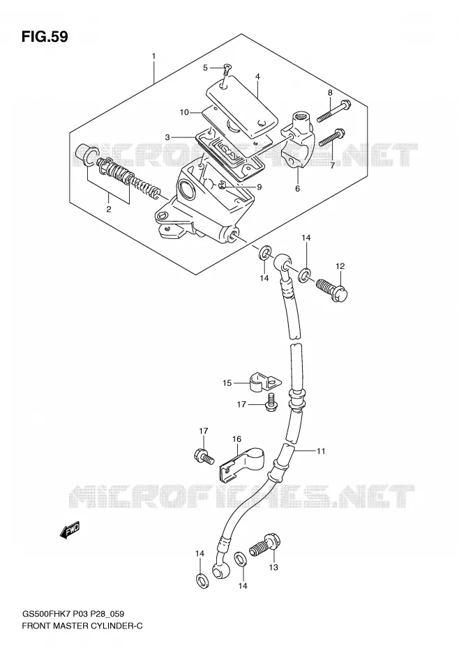 MAITRE CYLINDRE AVANT (GS500H) Suzuki MOTO 500 GS-E 2008  GS500HK8(P3)