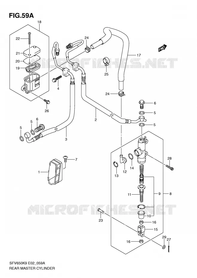 MAITRE CYLINDRE DE FREIN ARRIERE (SFV650AK9/UAK9/AL0/UAL0) Suzuki MOTO 650 GLADIUS 2010  SFV650UL0(E2)