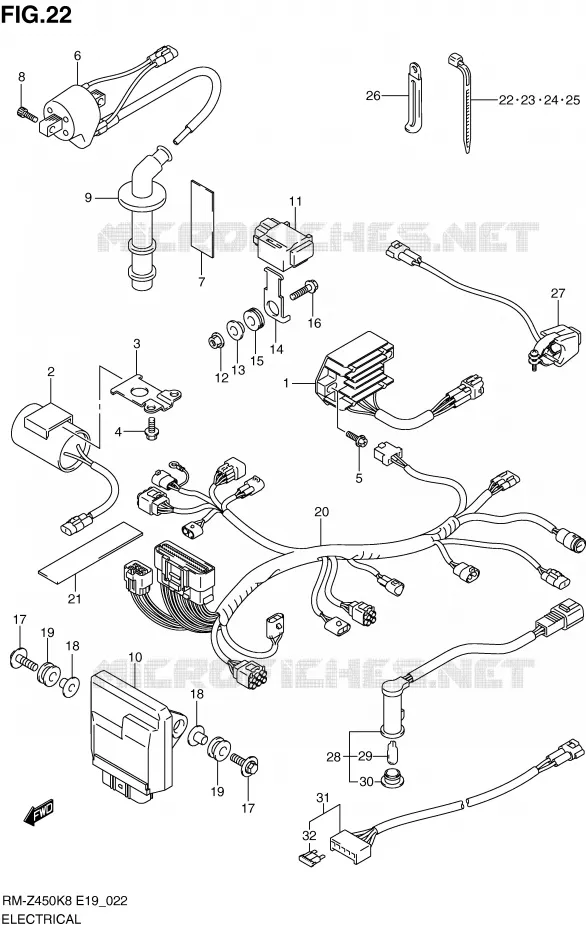 PARTIE ELECTRIQUE (RM-Z450K8/K9) Suzuki MOTO 450 RM-Z 2008  RM-Z450K8(E19)