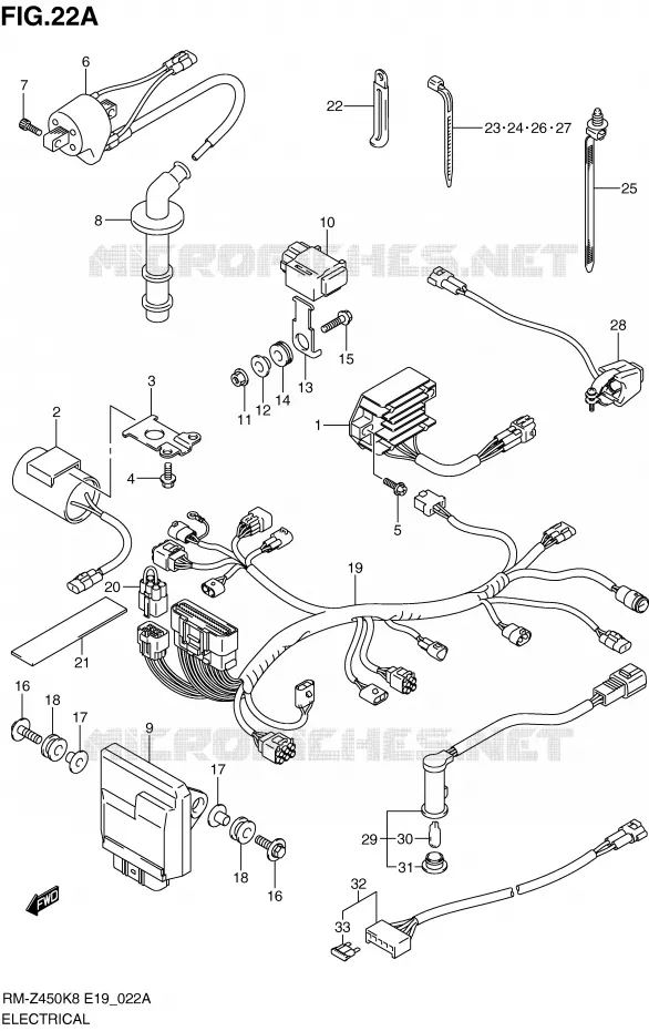 PARTIE ELECTRIQUE (RM-Z450L0) Suzuki MOTO 450 RM-Z 2011  RM-Z450L1(E19)