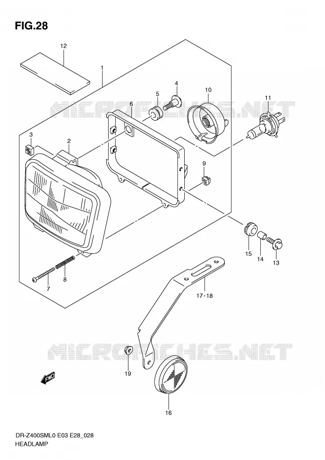 PHARE Suzuki MOTO 400 DR-Z 2010  DR-Z400SML0(E3/E28)