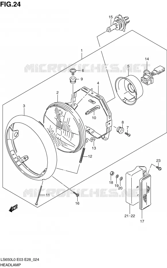 PHARE Suzuki MOTO 650 BOULEVARD 2010  LS650L0(E3/E28)