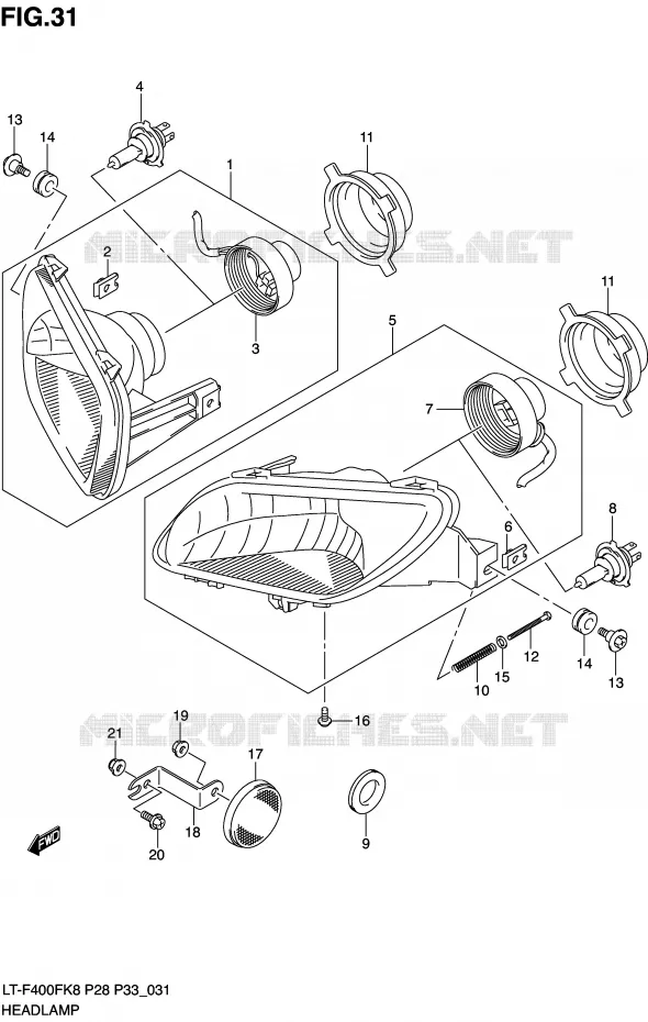 PHARE Suzuki QUAD 400 KINGQUAD 2010  LT-F400FUL0(P28/P33)