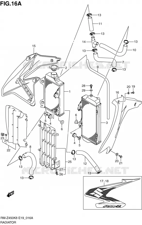 RADIATEUR (RM-Z450L0) Suzuki MOTO 450 RM-Z 2012  RM-Z450L1(E19)