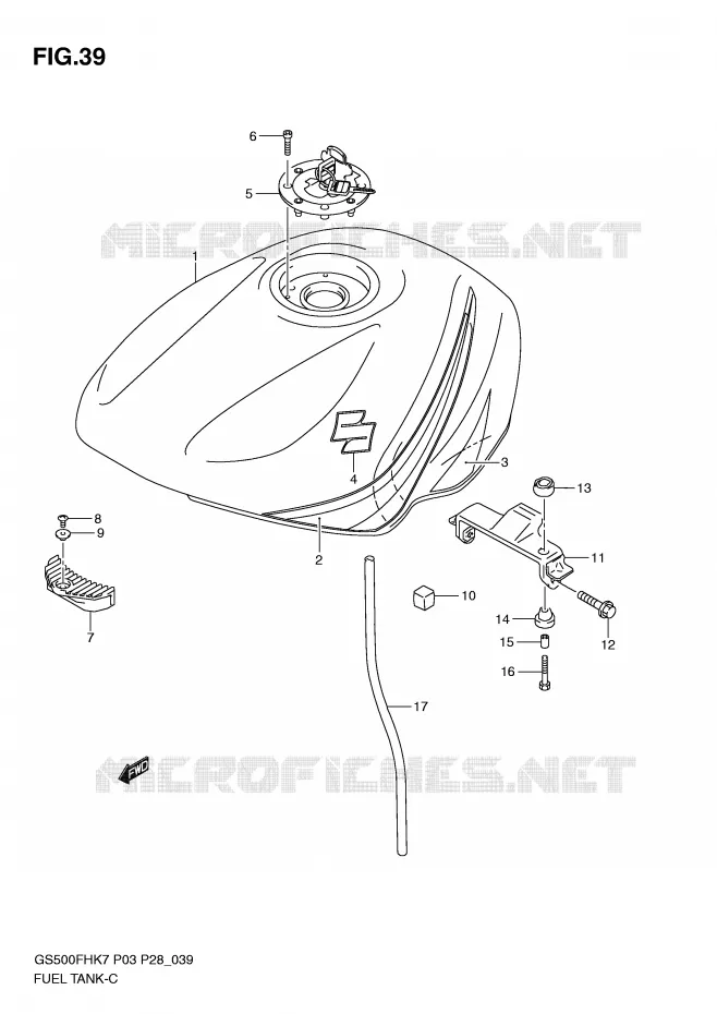 RESERVOIR D'ESSENCE (MODEL K7) Suzuki MOTO 500 GS-F 2007  GS500FHK7(P3)