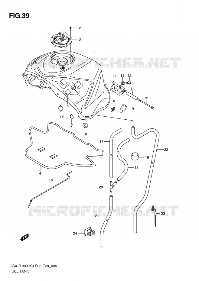 RESERVOIR D'ESSENCE (MODEL K9) Suzuki MOTO 1000 GSX-R 2010  GSX-R1000ZL0(E3/E28)