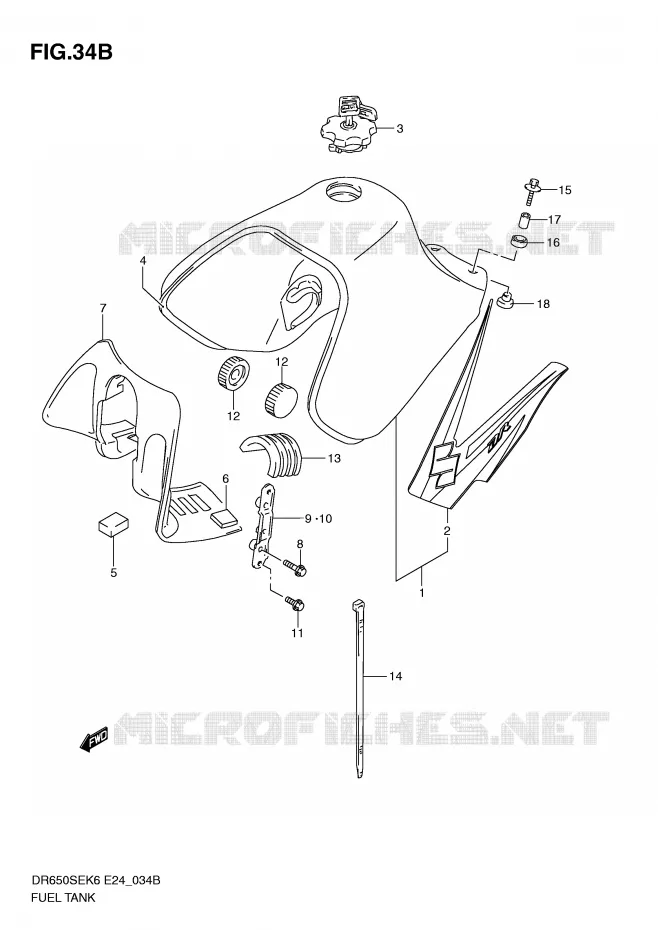 RESERVOIR D'ESSENCE (MODEL L0) Suzuki MOTO 650 DR 2007  DR650SEK7(E24)